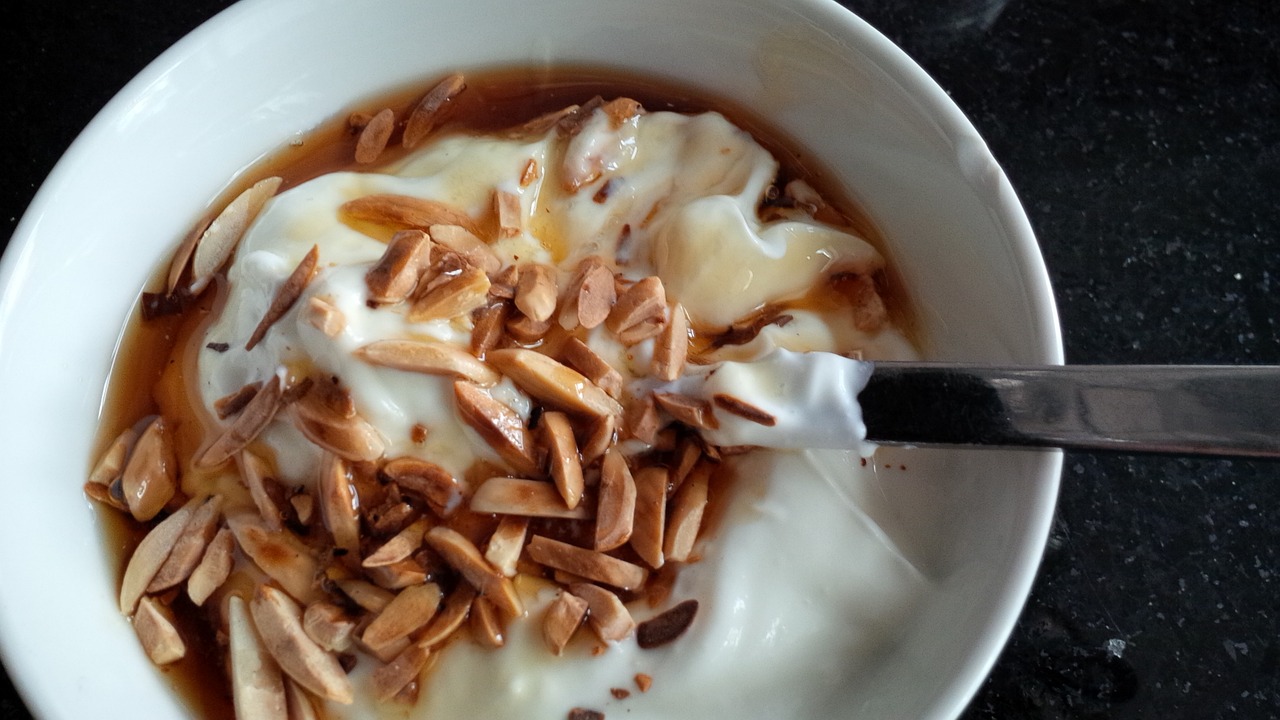 yogurt almonds maple syrup free photo