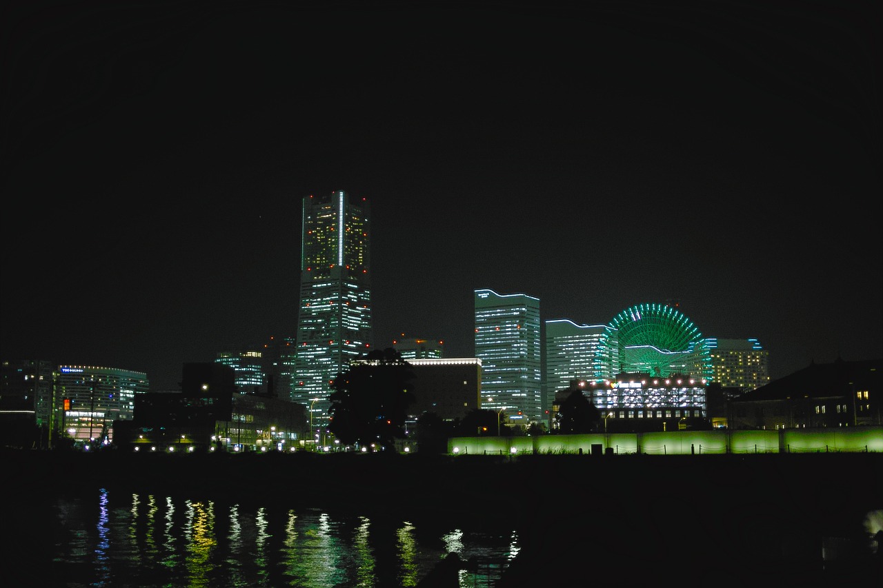 yokohama night view port free photo