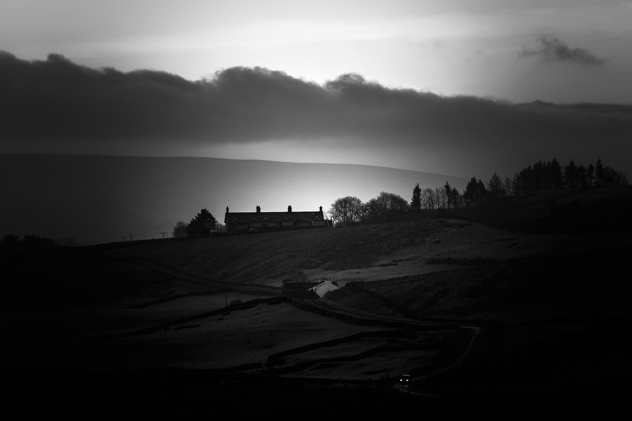 yorkshire dales black and white road free photo