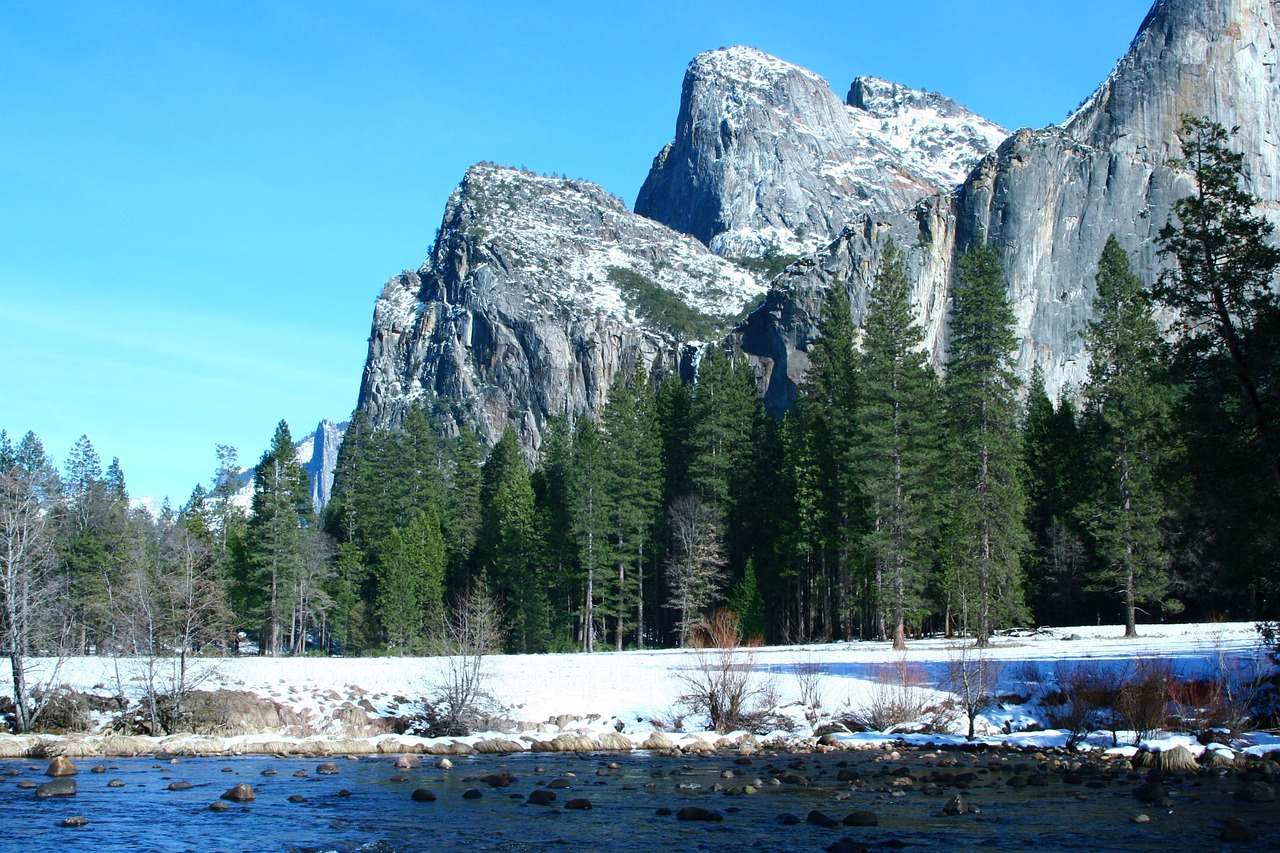 yosemite river snow free photo