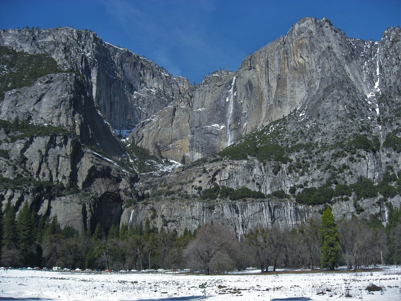 yosemite waterfall snow free photo