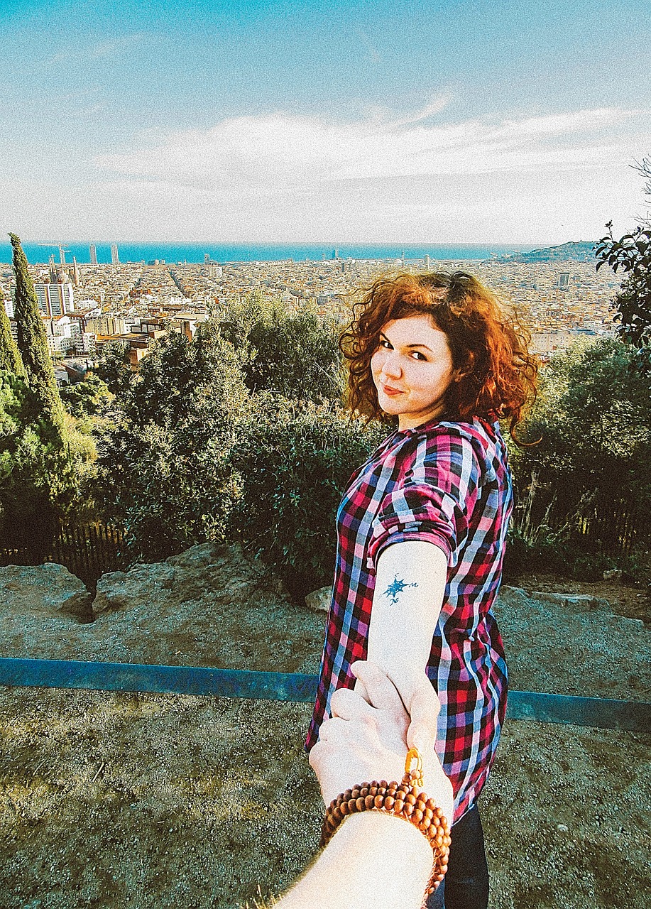 young woman leading young free photo