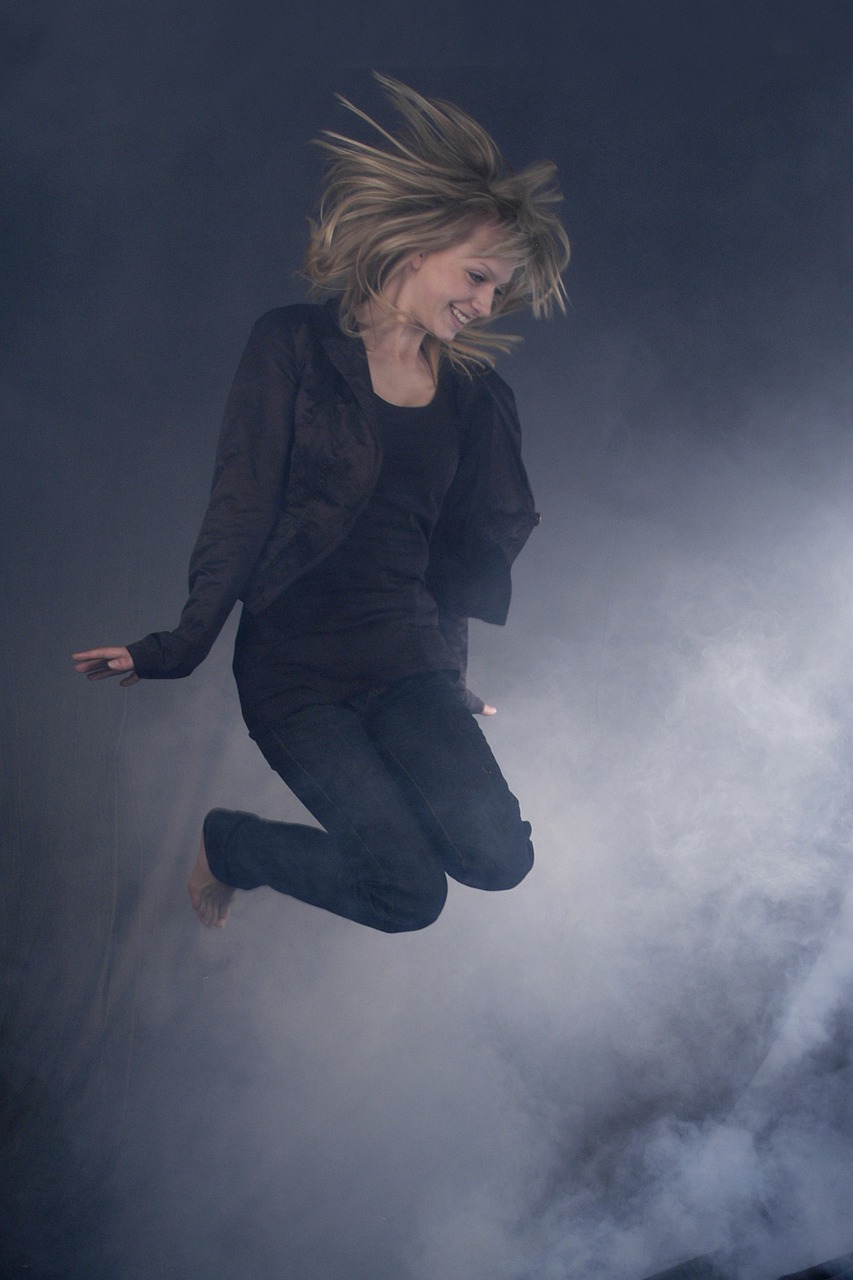 young woman jump blonde free photo