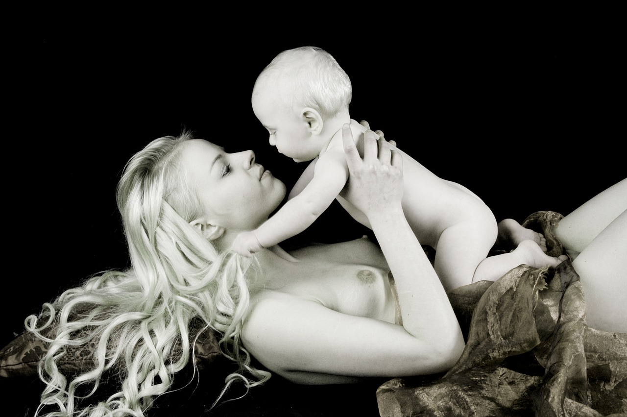young woman blonde baby free photo