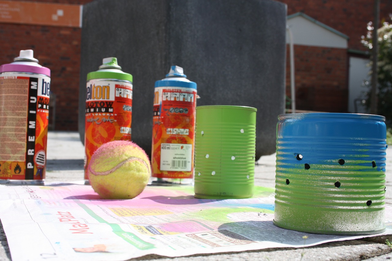 youth work spray can tennis ball free photo