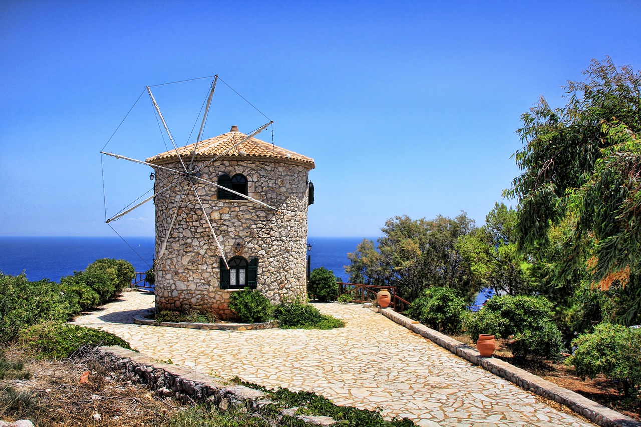 zakynthos greece windmill free photo