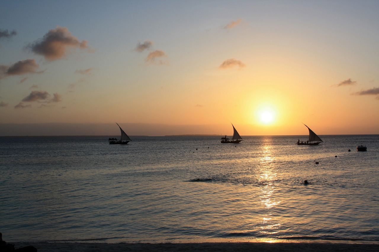 zanzibar sea sunset free photo