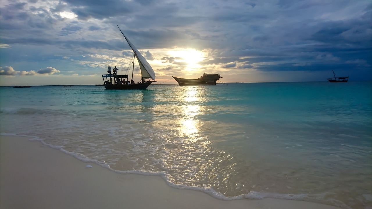 zanzibar boats sunset free photo