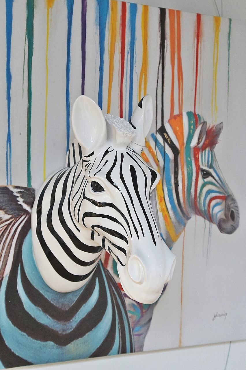 zebra art colorful free photo