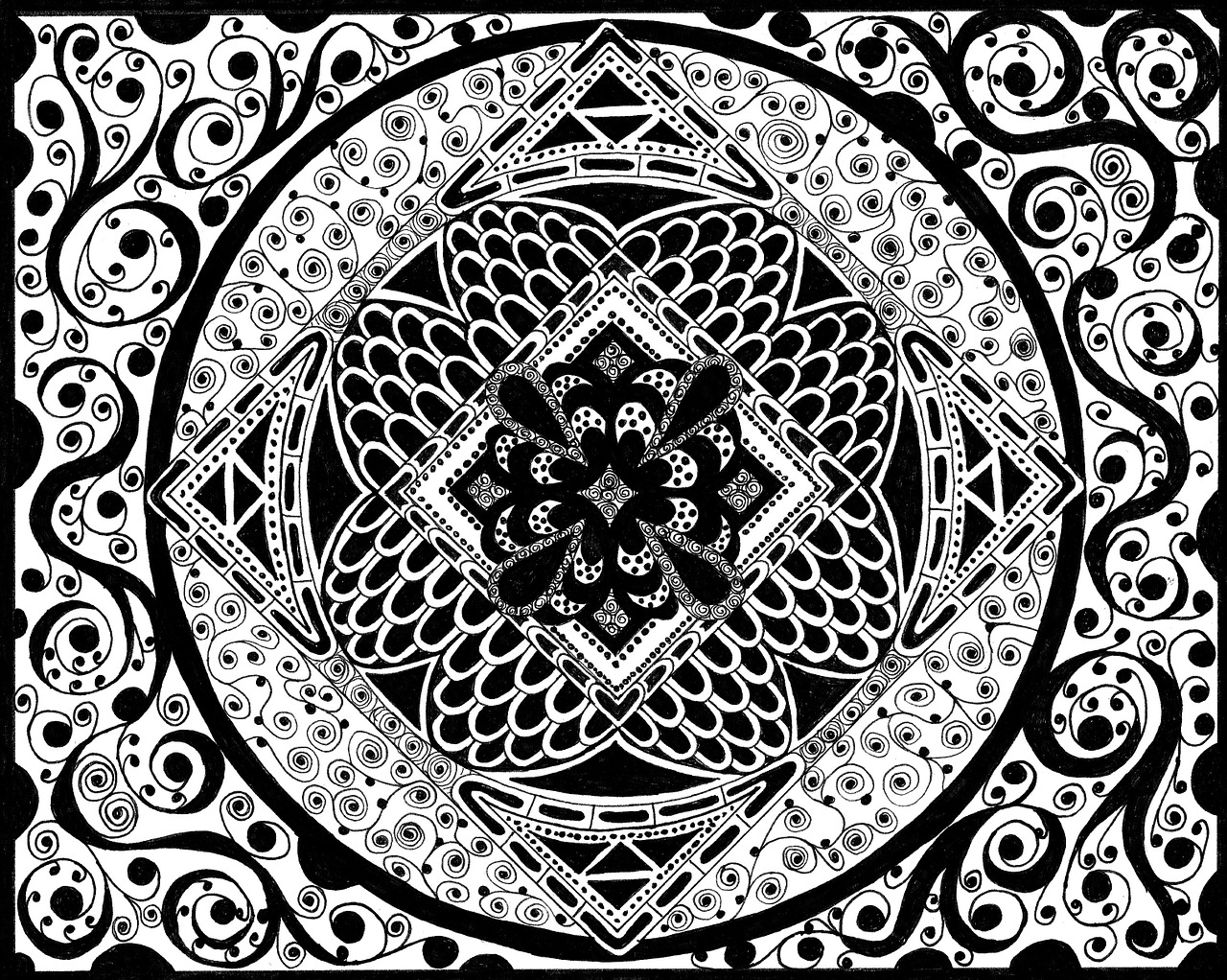 zentangle pictures black and white drawing free photo