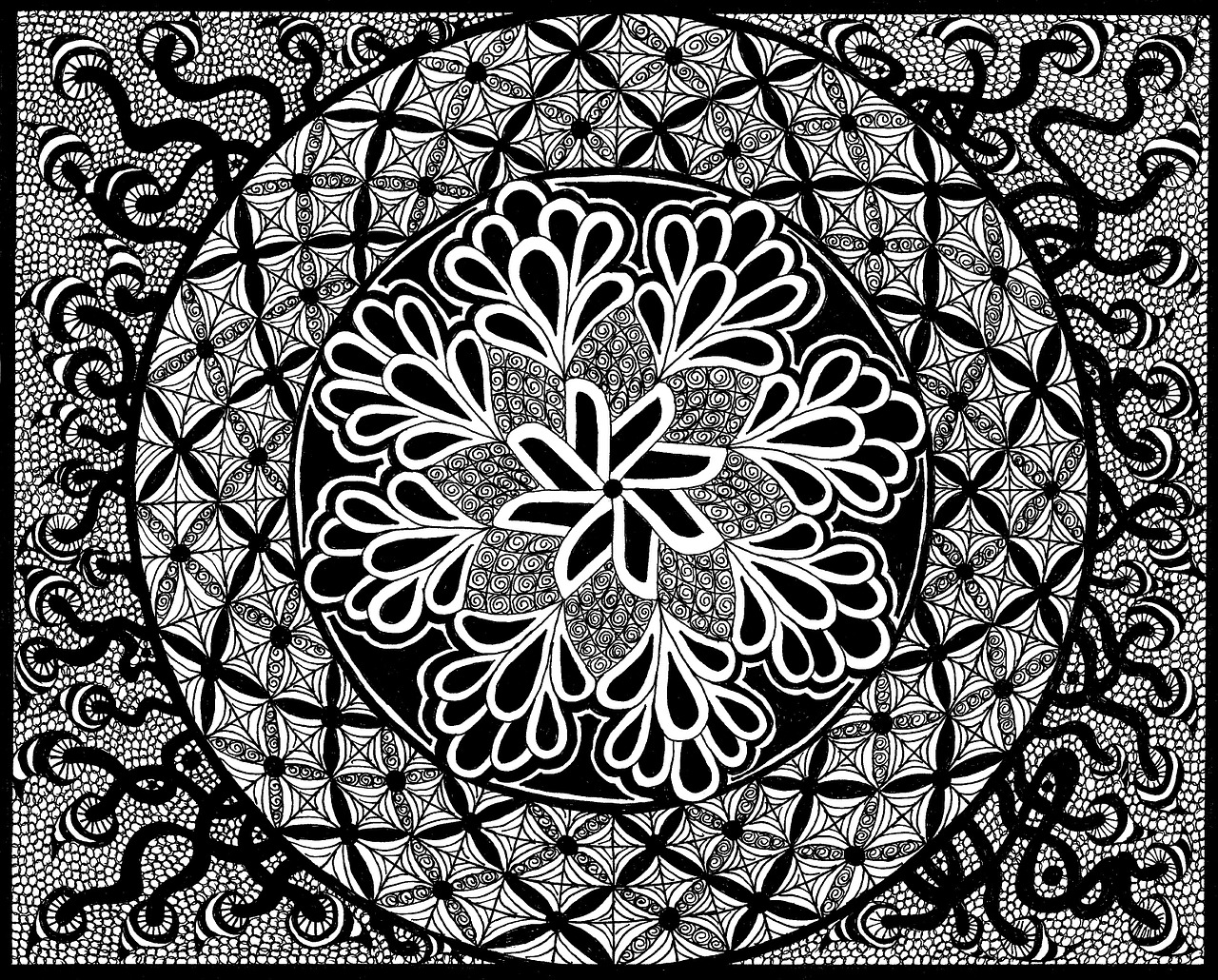 zentangle pictures black and white drawing free photo