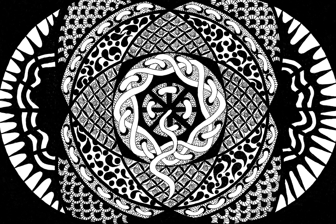 zentangle pictures rosette black and white free photo