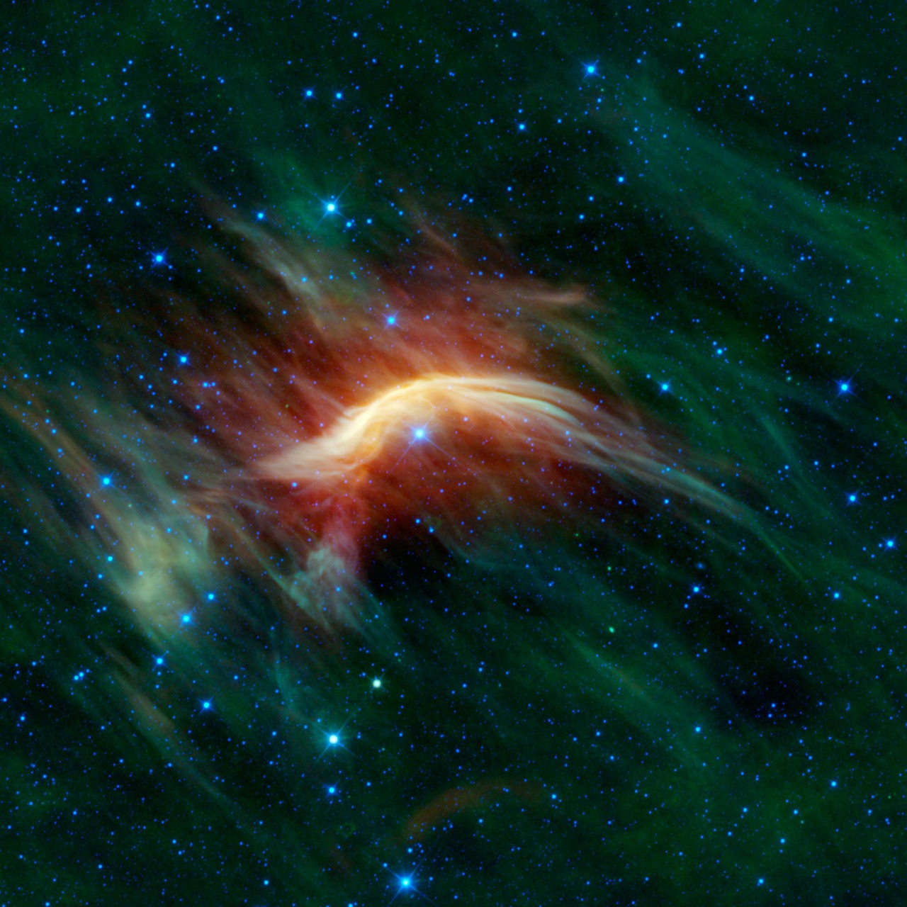zeta ophiuchi,runaway star,interstellar bugenwelle,hiking star,stellar wind,bumper front,green,galaxy,starry sky,space,universe,all,night sky,sky,astronautics,nasa,space travel,astronomy,science,research,free pictures, free photos, free images, royalty free, free illustrations, public domain