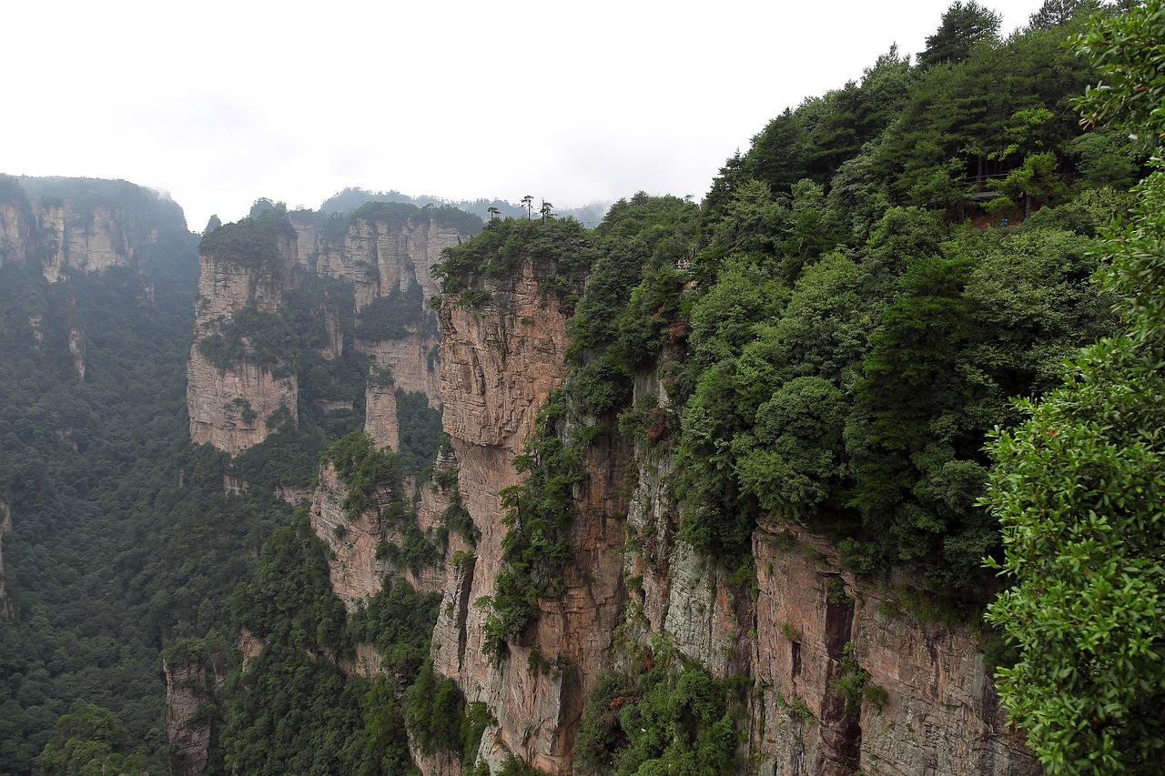 zhangjiajie wulingyuan quartz sandstone peak woodland landscape free photo