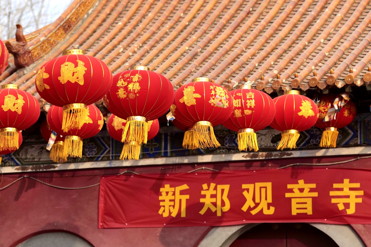 zheng guanyin temple chinese new year lantern free photo