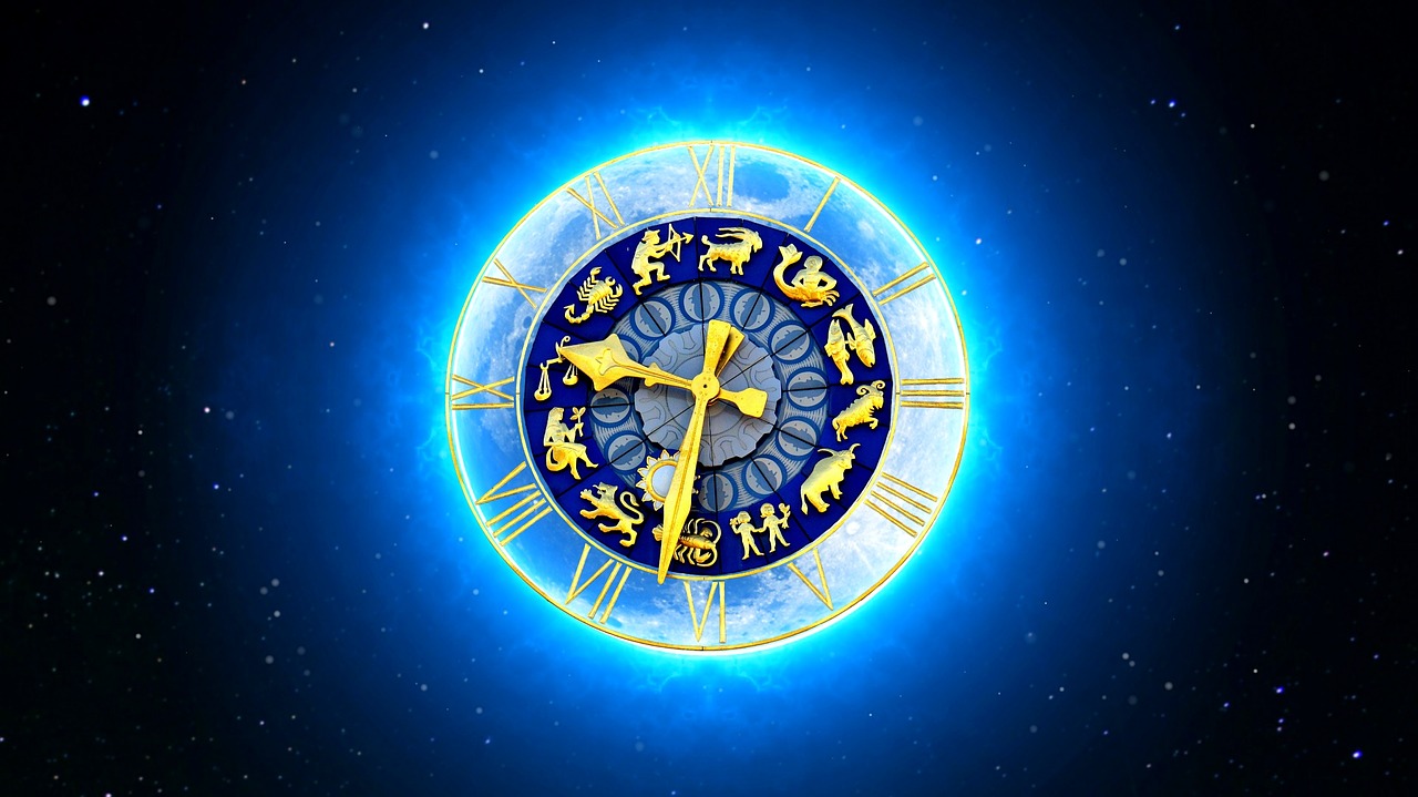 zodiac sign starry sky clock free photo