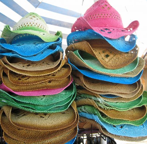 Colorful Stacked Straw Hats