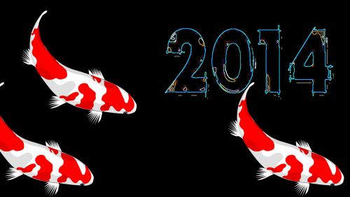 2014 Red Fish Background Black