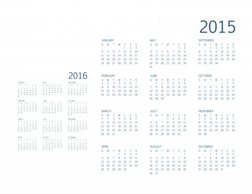 2015/16 Calendar Blue Text