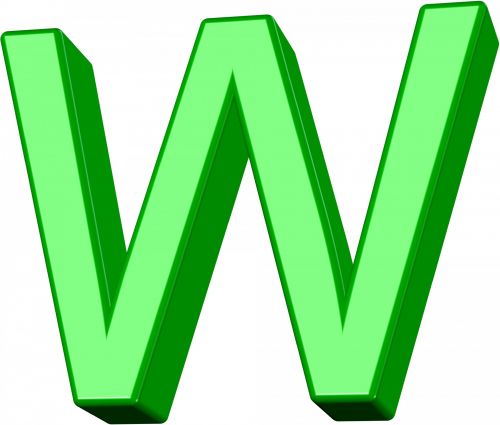 3D Green Letter W