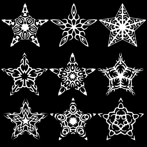 9 White Snowflakes