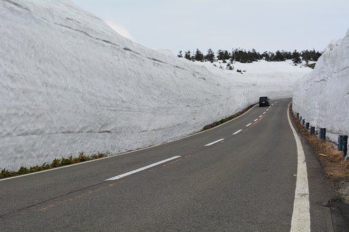 a corridor of snow  mountain  snow