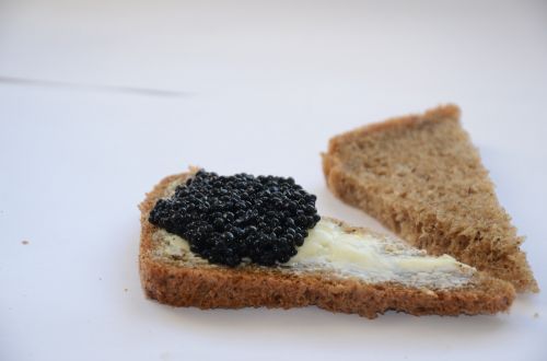 a sandwich caviar breakfast