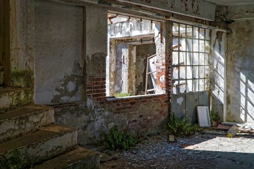 abandoned abandoned building brick wall