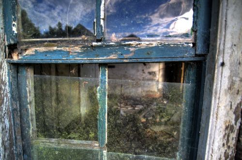 abandoned house window