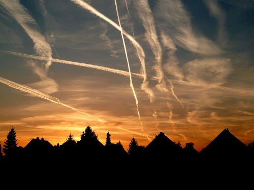 abendstimmung sunset contrail