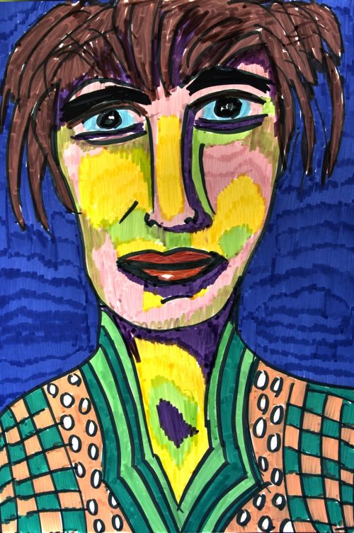 abstract portrait colourful paper