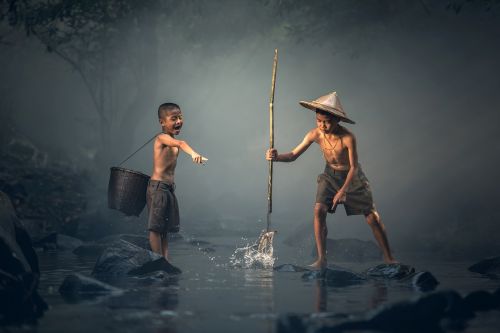 children fishing the activity