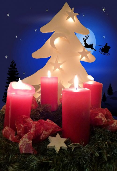 advent wreath christmas tree reindeer sleigh