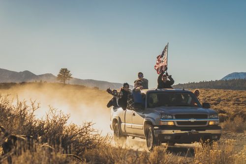 adventure american flag desert