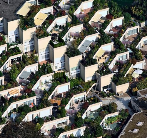 aerial view houses