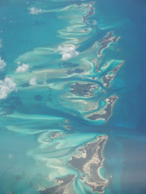 aerial view flight caribbean