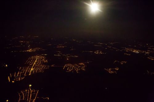 Aerial View Of Night Town