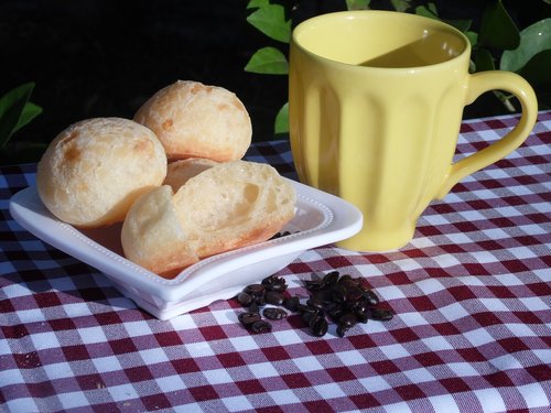 afternoon coffee  breakfast  cheese bread