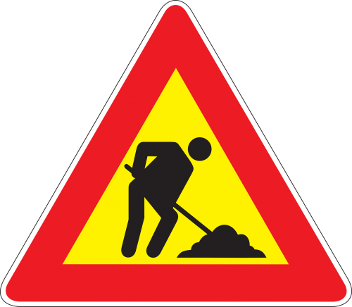 ahead construction road