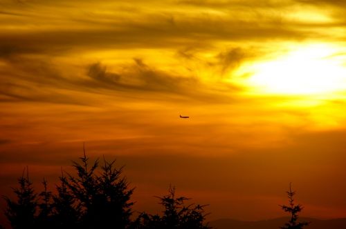 aircraft sunset twilight