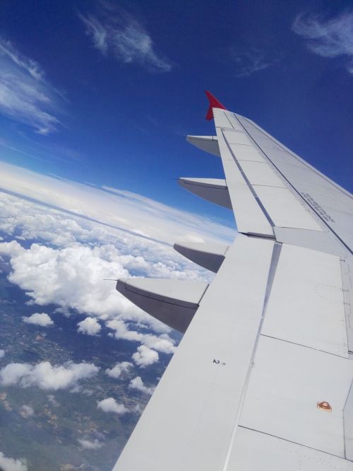 aircraft clouds wing