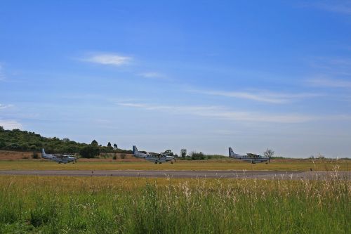 aircraft lined up runway