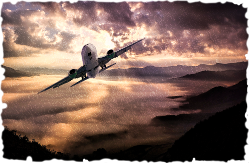 aircraft landscape clouds