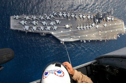 aircraft carrier aerial view navy