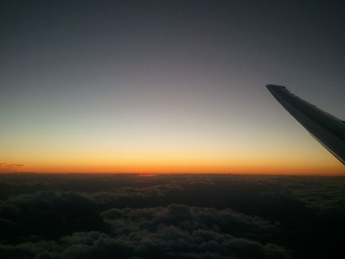 airplane travel sunset
