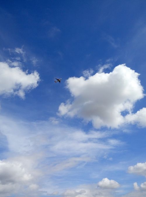 airplane blue sky clouds