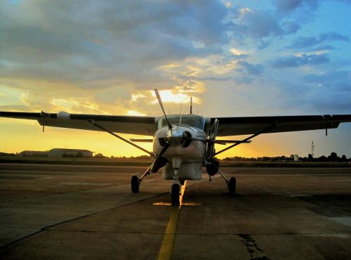 airplane propeller sunset