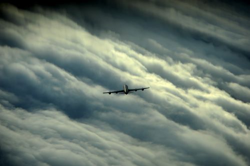 airplane storm clouds