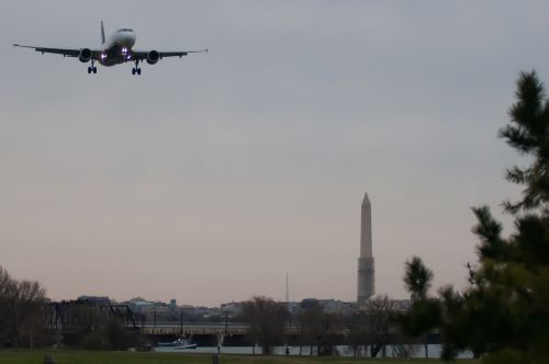 Airplane Landing At Washington Dc