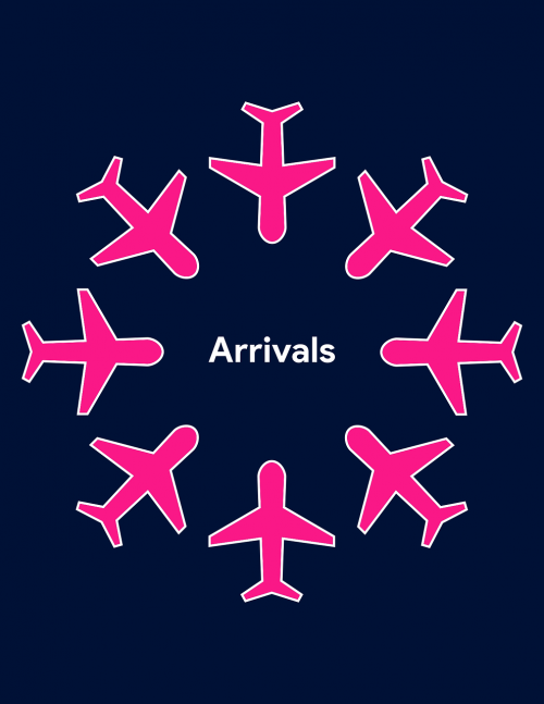 airplane outline arrivals fly